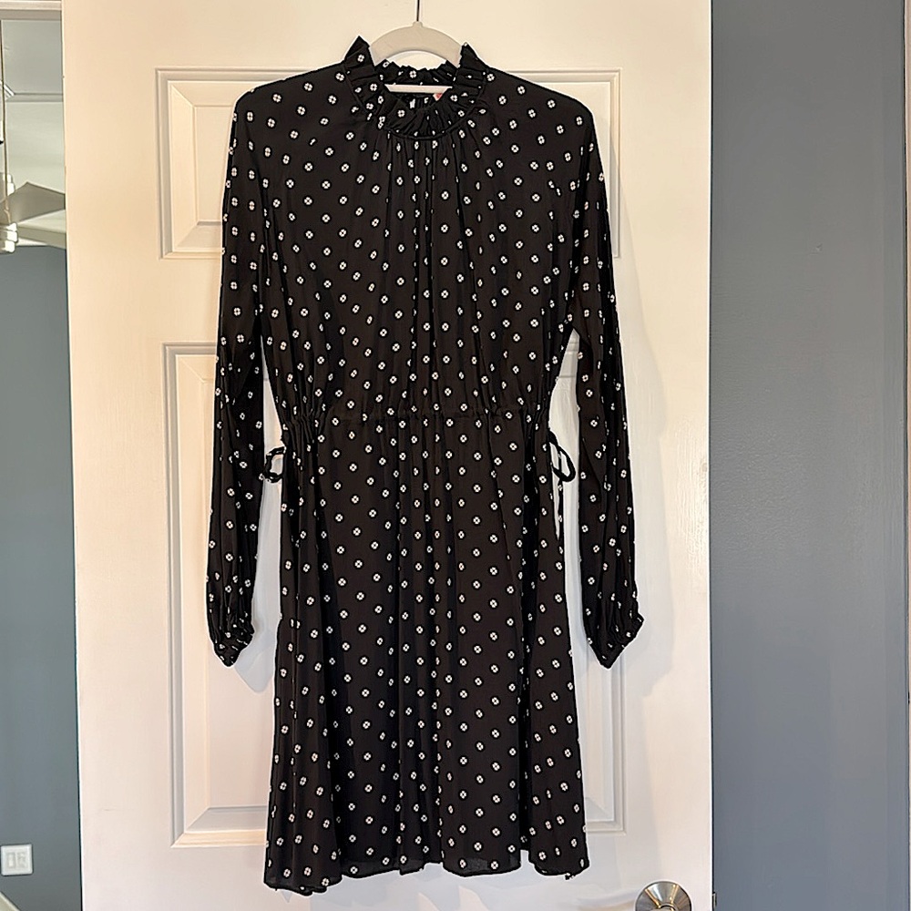 Kate Spade Fit & Flare Dress Black Cinched Waist Size S